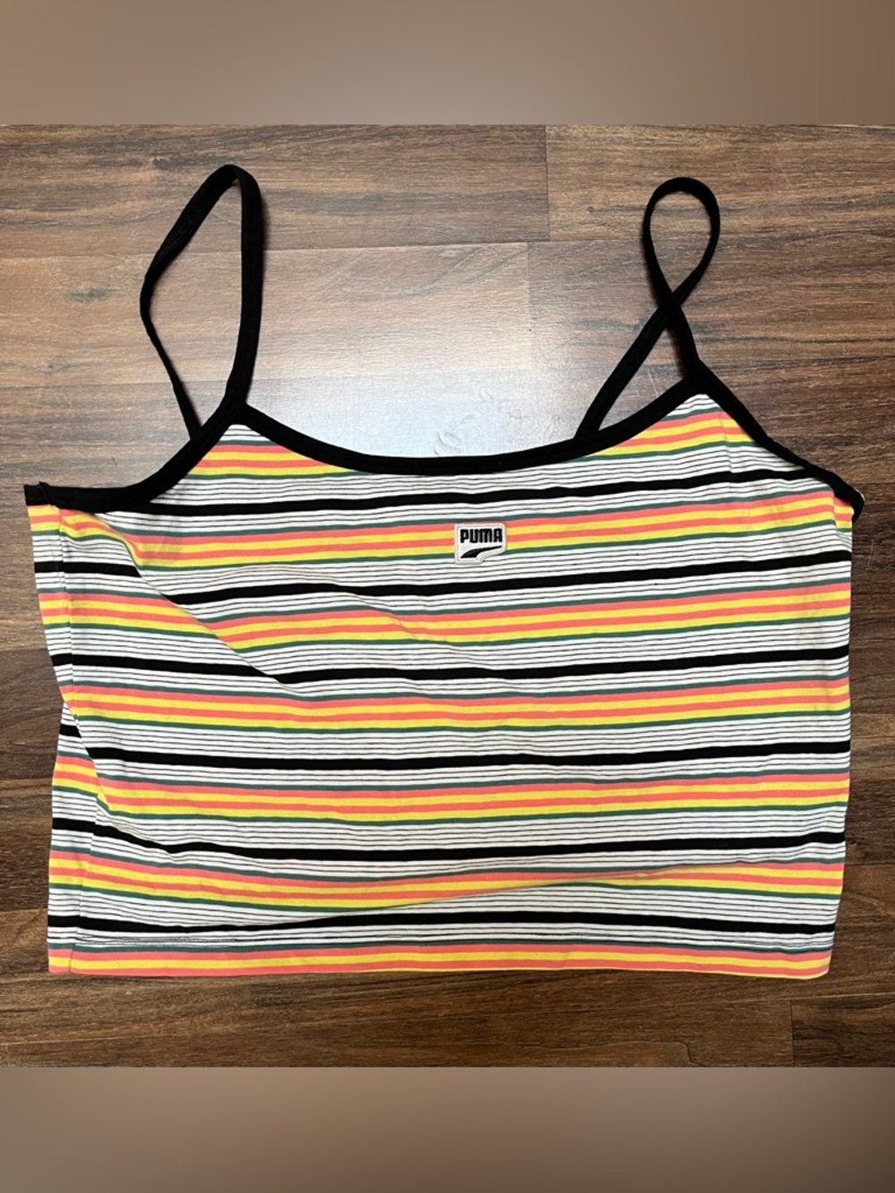 Puma Striped Spaghetti Strap Tank Top - Yellow, Orange, Red, Green, Black, White